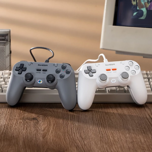 GameSir T3 Lite vezetékes szimmetrikus PC/Switch/Android/iOS kontroller, 1000Hz, Hall stick, rezgés, turbó, 2 programozható gomb – Szürke