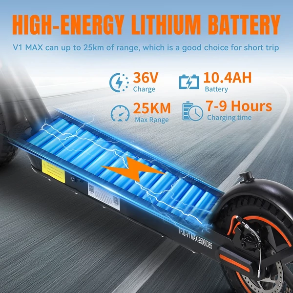 TWOFISH V1 MAX elektromos roller - 400W motor, 10.4Ah akkumulátor, 10" kerekek, hátsó tárcsafék, LCD kijelző