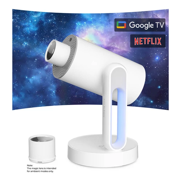 ETOE Starfish Plus projektor Google TV-vel, 140° forgatás, natív 1080p, 300 ANSI, 4K dekódolás, automatikus trapézkorrekció és élességállítás