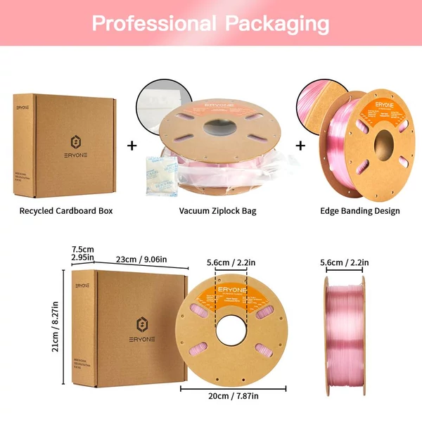 ERYONE nagysebességű áttetsző PETG filament, 3D nyomtatáshoz - 1 kg Pink