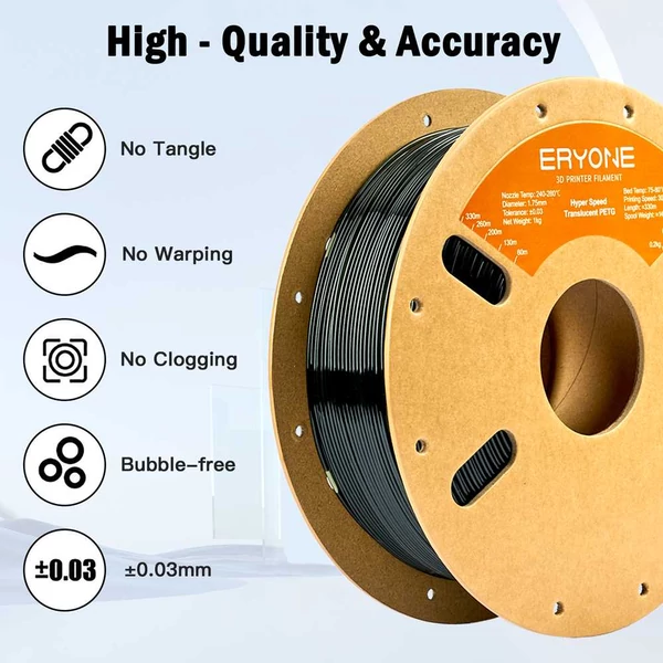 ERYONE nagysebességű áttetsző PETG filament, 3D nyomtatáshoz - 1 kg Sötét zöld