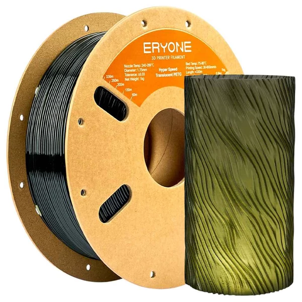 ERYONE nagysebességű áttetsző PETG filament, 3D nyomtatáshoz - 1 kg Sötét zöld
