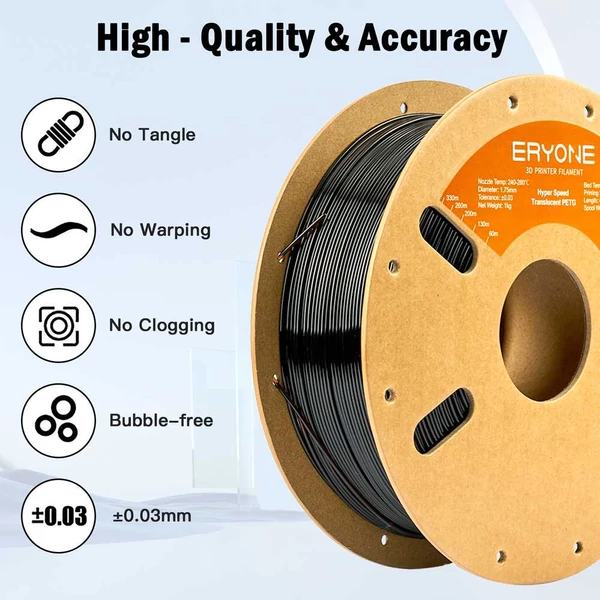ERYONE nagysebességű áttetsző PETG filament, 3D nyomtatáshoz - 1 kg Cserszínű