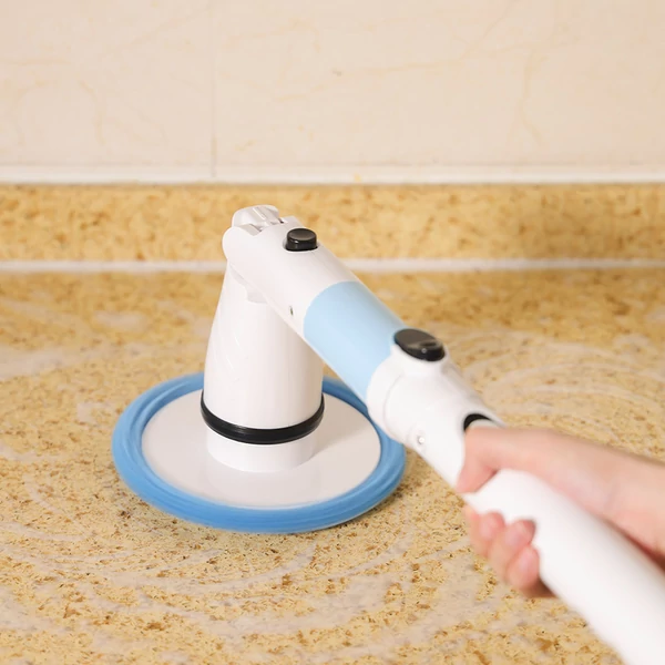 TASVAC EB5 vezeték nélküli forgó súrolókefe, 450RPM, 5 cserélhető fejjel és állítható hosszabbító karral fürdőszobához