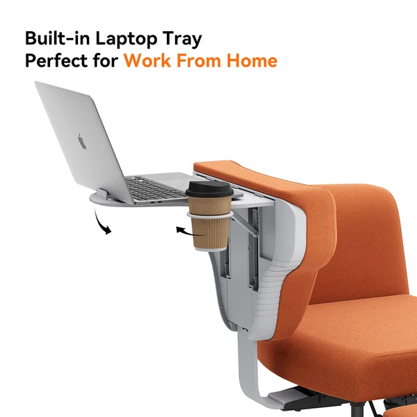 NEWTRAL Freedom-X-FF keresztlábas szék kartámasszal és kerekekkel, dönthető, laptop tálcával, otthoni irodához, relaxhoz - Narancs