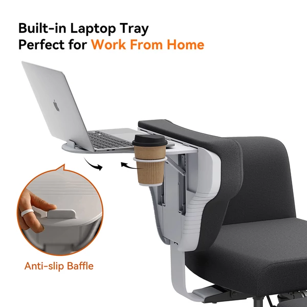 NEWTRAL Freedom-X-FF keresztlábas szék kartámasszal és kerekekkel, dönthető, laptop tálcával, otthoni irodához, relaxhoz - Sötét szürke