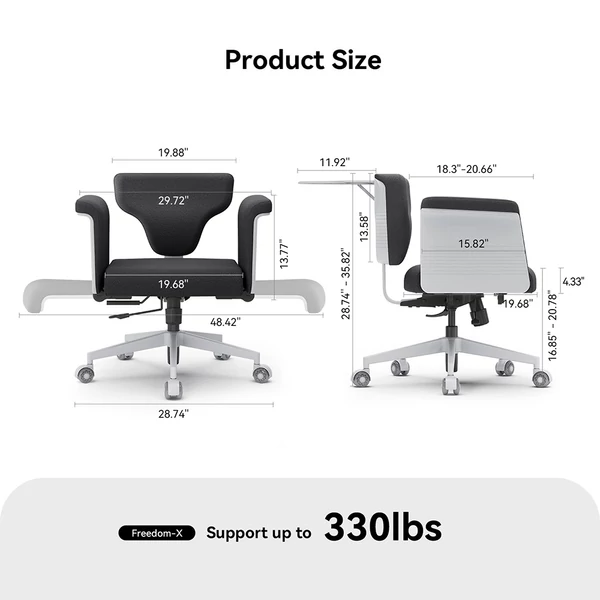 NEWTRAL Freedom-X-FF keresztlábas szék kartámasszal és kerekekkel, dönthető, laptop tálcával, otthoni irodához, relaxhoz - Sötét szürke