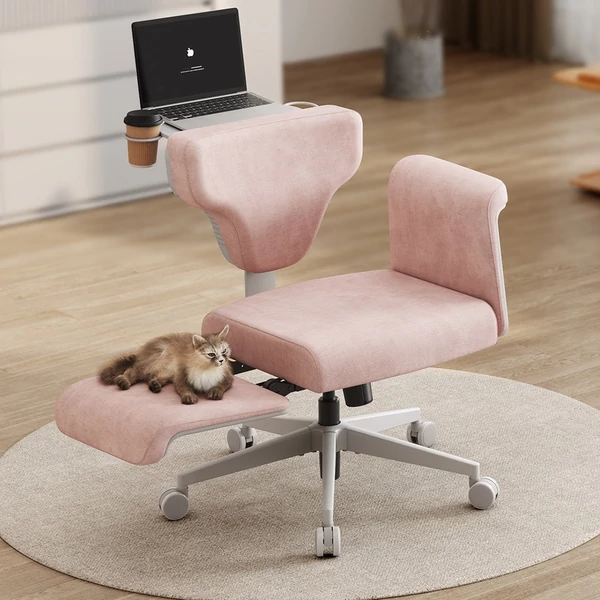 NEWTRAL Freedom-X-FB többtesthelyzetes szék karfával, keresztezett lábas irodai szék laptop tálcával, állítható ergonomikus dönthető szék otthonra – Pink