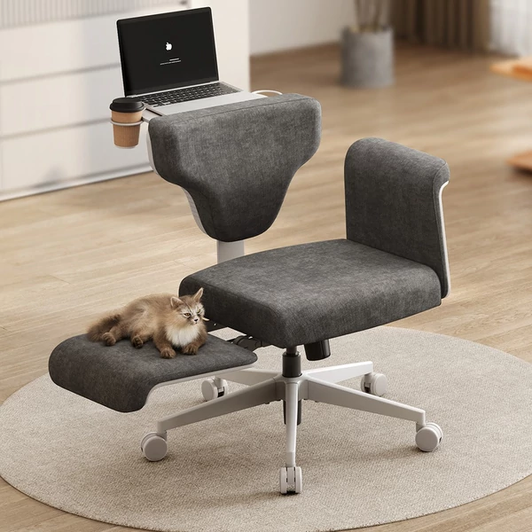 NEWTRAL Freedom-X-FB többtesthelyzetes szék karfával, keresztezett lábas irodai szék laptop tálcával, állítható ergonomikus dönthető szék otthonra – Sötétszürke
