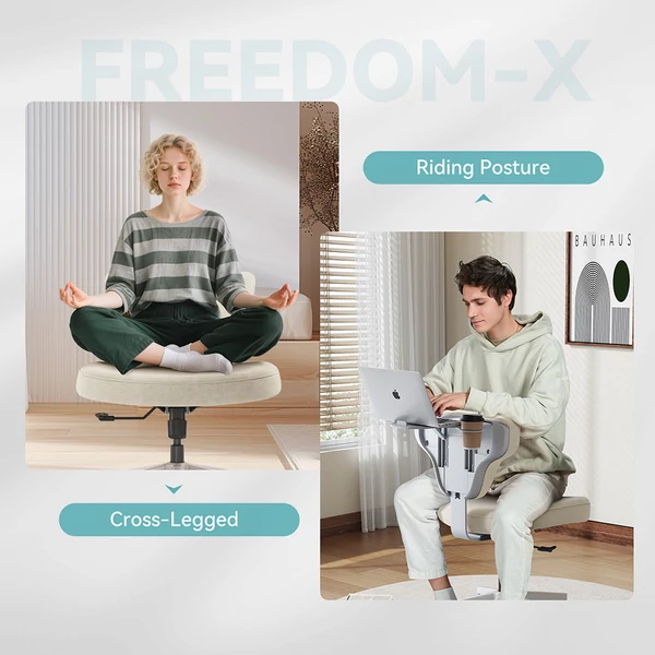 NEWTRAL Freedom-X-FP keresztezett lábas szék karfa nélkül, ergonomikus többtesthelyzetes irodai szék állítható laptop tálcával – Barack
