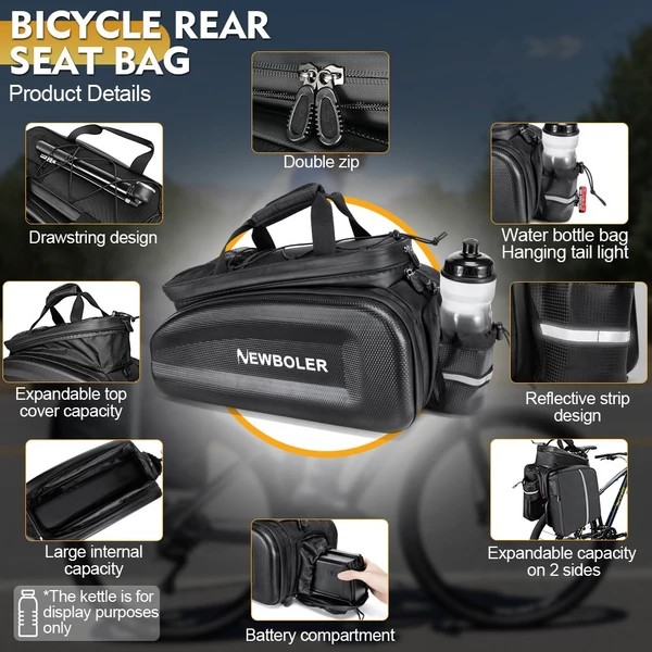 NEWBOLER BAG306 kerékpár csomagtartó táska 30L hátsó táska elektromos kerékpár akkumulátor rekesszel