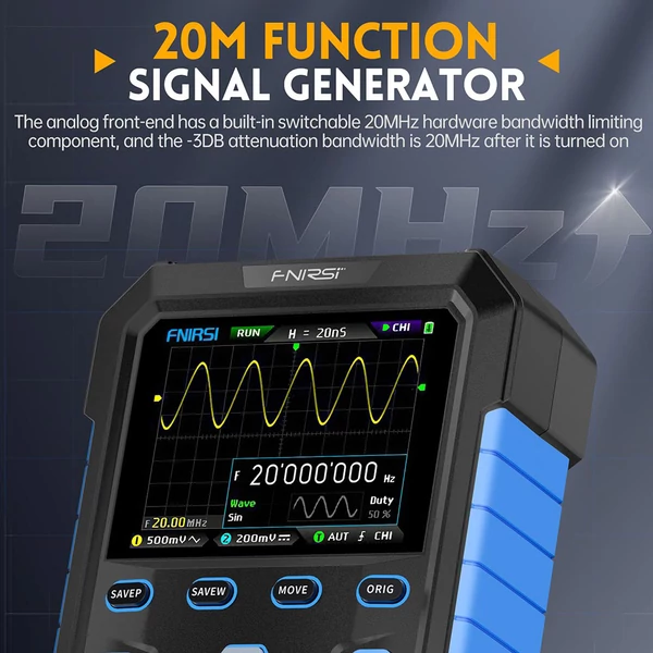 FNIRSI DPOX180H digitális foszfor oszcilloszkóp + DDS jelgenerátor, 2 csatornás, 180MHz, EU csatlakozó - Kék