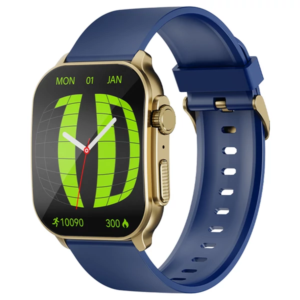 IMIKI Frame 2 okosóra, 2.01" AMOLED kijelző, Bluetooth hívás, 100+ sportmód, egészség- és alváskövetés - Kék szíj