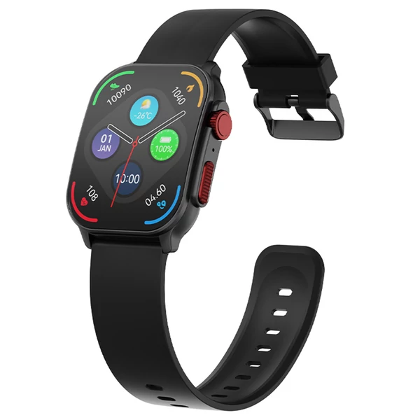 IMIKI Frame 2 okosóra, 2.01" AMOLED kijelző, Bluetooth hívás, 100+ sportmód, egészség- és alváskövetés - Fekete szíj