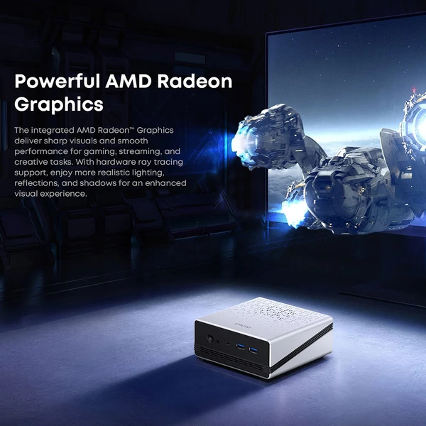 CHUWI UBox Mini PC Ryzen 5 7430U, 16GB RAM 512GB SSD, 4K tripla kijelző USB-C HDMI DP, WiFi 6 BT5.2, 2.5G LAN