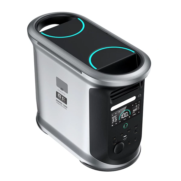 Ampace Andes 1500 hordozható erőmű 1462Wh LiFePO4, 2400W (3600W csúcs), napelem, 55 perc töltés, APP vezérlés, kempinghez, otthonra