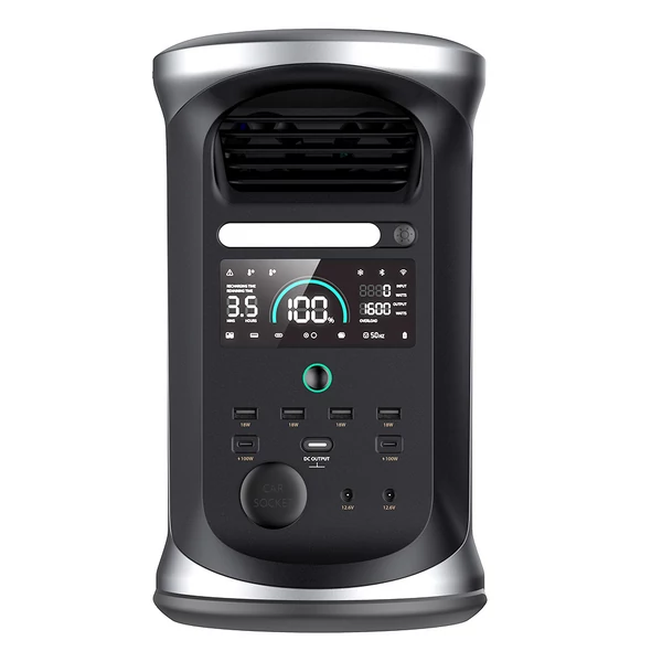 Ampace Andes 1500 hordozható erőmű 1462Wh LiFePO4, 2400W (3600W csúcs), napelem, 55 perc töltés, APP vezérlés, kempinghez, otthonra