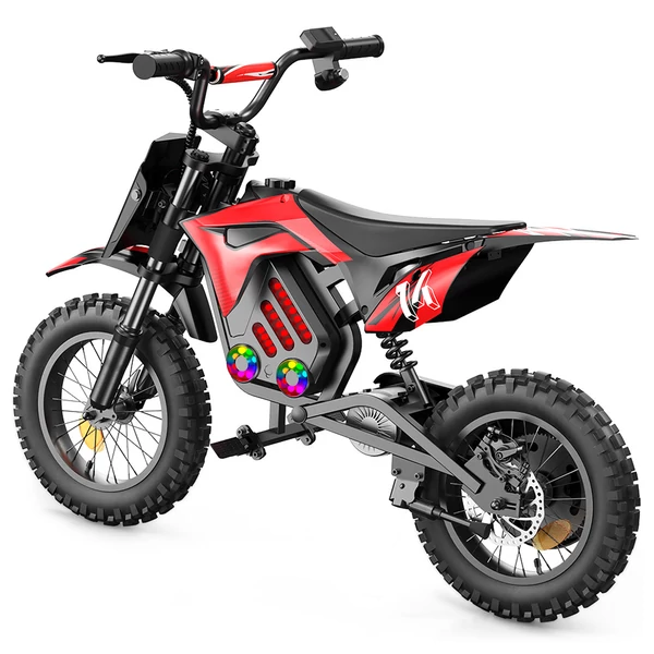 A14 elektromos gyerek motor, 500W, 36V 5.2Ah akkumulátor, 14'' kerék, 27km/h, 22km hatótáv, tárcsafék, dupla rugózás, LCD kijelző - Piros