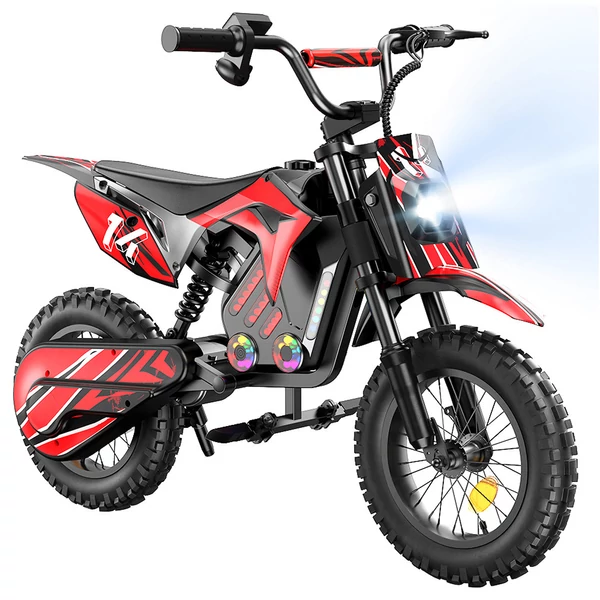 A14 elektromos gyerek motor, 500W, 36V 5.2Ah akkumulátor, 14'' kerék, 27km/h, 22km hatótáv, tárcsafék, dupla rugózás, LCD kijelző - Piros