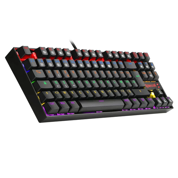 Redragon K552-KR-FR TKL mechanikus billentyűzet, 88 gombos, kompakt, piros kapcsoló, RGB háttérvilágítás, francia AZERTY - Fekete