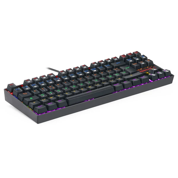 Redragon K552-KR-FR TKL mechanikus billentyűzet, 88 gombos, kompakt, piros kapcsoló, RGB háttérvilágítás, francia AZERTY - Fekete