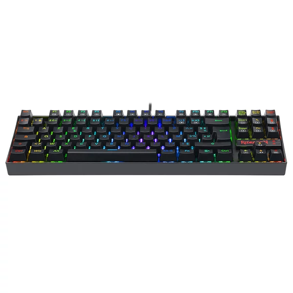Redragon K552P-KR-FR RGB háttérvilágítású TKL mechanikus billentyűzet, 88 gombos kompakt AZERTY FR, piros switch - Fekete