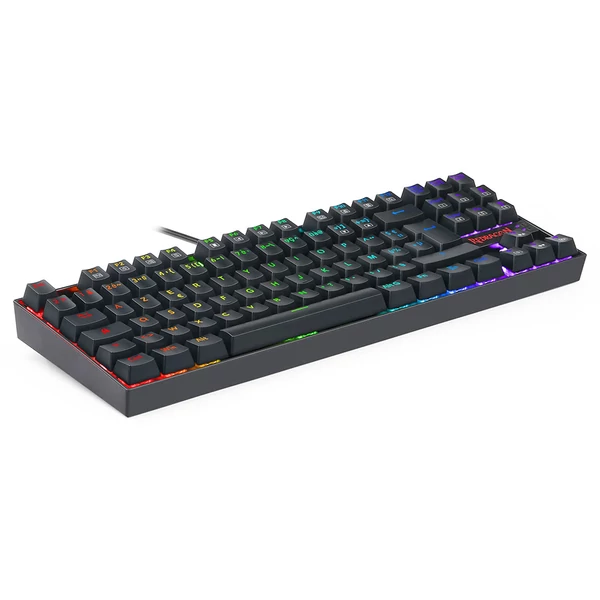 Redragon K552P-KR-FR RGB háttérvilágítású TKL mechanikus billentyűzet, 88 gombos kompakt AZERTY FR, piros switch - Fekete