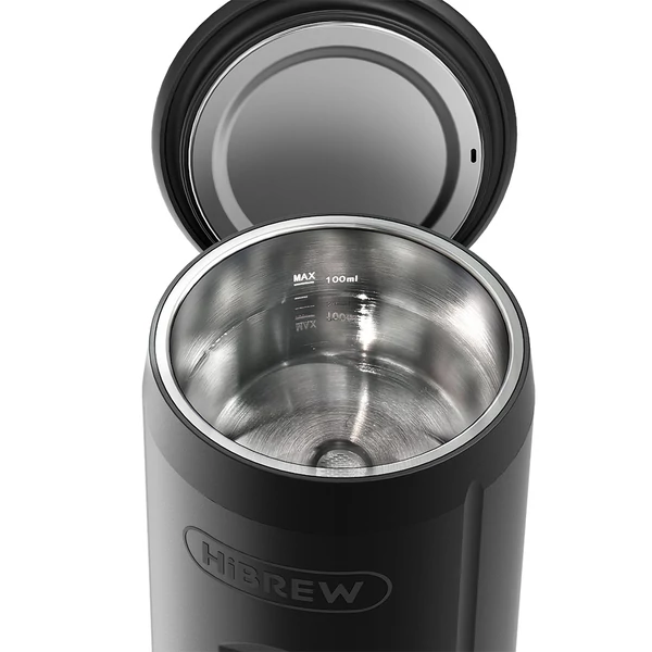 HiBREW H4C Ultra hordozható eszpresszó kávéfőző, vezeték nélküli fűtés, 20 Bar nyomás, 100ml tartály, levehető akkumulátor - Fekete