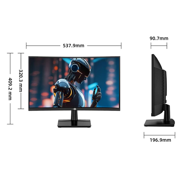 TITAN ARMY C24A1H ívelt gaming monitor 23,6", VA, Full HD 240Hz, FreeSync, HDR10, 96% sRGB, HDMI, DP, alacsony kékfény
