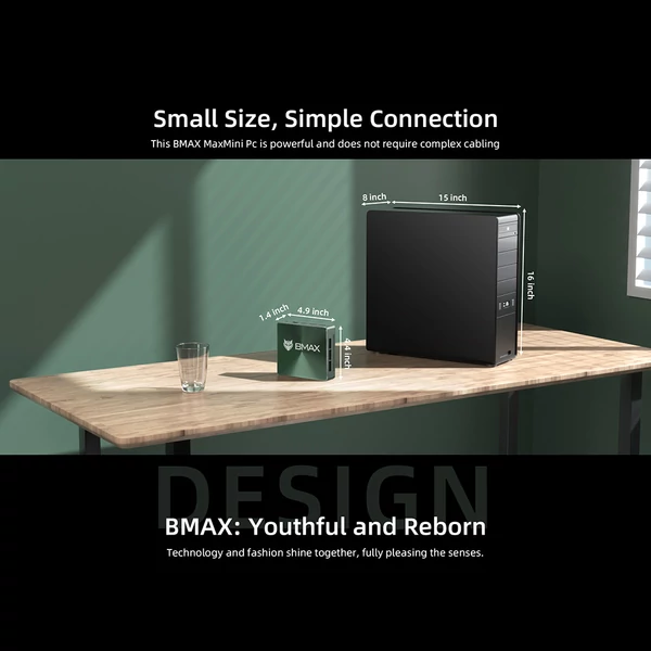 BMAX B6 Plus Mini PC Intel Core i3 3.2GHz, 12GB RAM, 512GB SSD, 4K 3 kijelzős, HDMI Type-C, USB3.0, LAN, WiFi, Windows 11