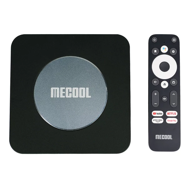 MECOOL KM2 Plus Android TV Box Netflix támogatással, 4K HDR, Dolby Atmos, WiFi, BT5.0, Google Assistant, multimédiás lejátszó