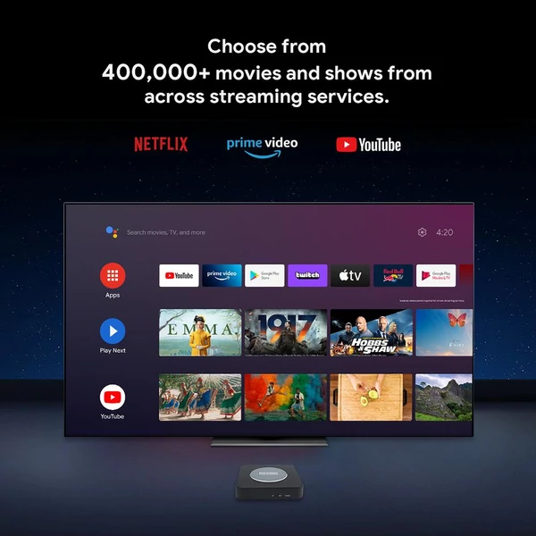 MECOOL KM2 Plus Android TV Box Netflix támogatással, 4K HDR, Dolby Atmos, WiFi, BT5.0, Google Assistant, multimédiás lejátszó