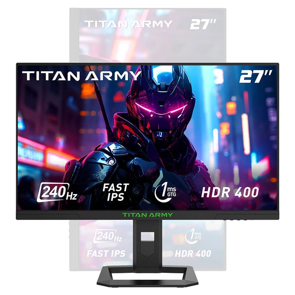 TITAN ARMY P2710S 27” gamer monitor, 2K QHD IPS, 240Hz, 1ms, HDR400, Adaptive-Sync, állítható talp, falra szerelhető