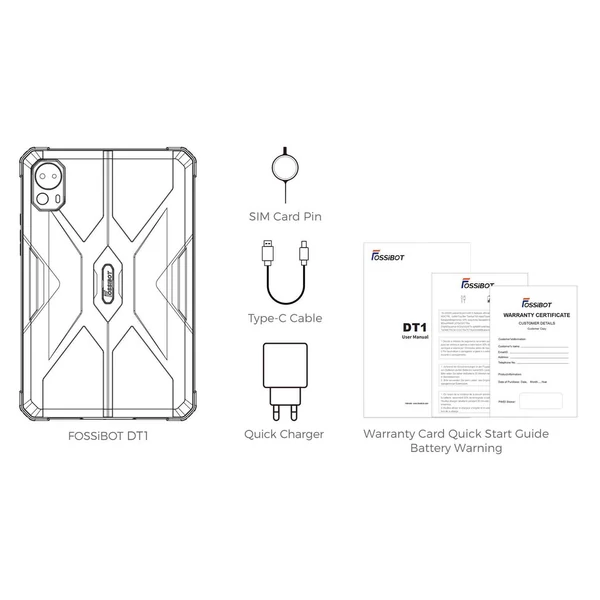 FOSSiBOT DT1 strapabíró tablet, Android 13, 10.4" 2K FHD+, 8+256GB, 4G Dual SIM, IP68 víz-/por-/ütésálló, 11000mAh gyors töltés