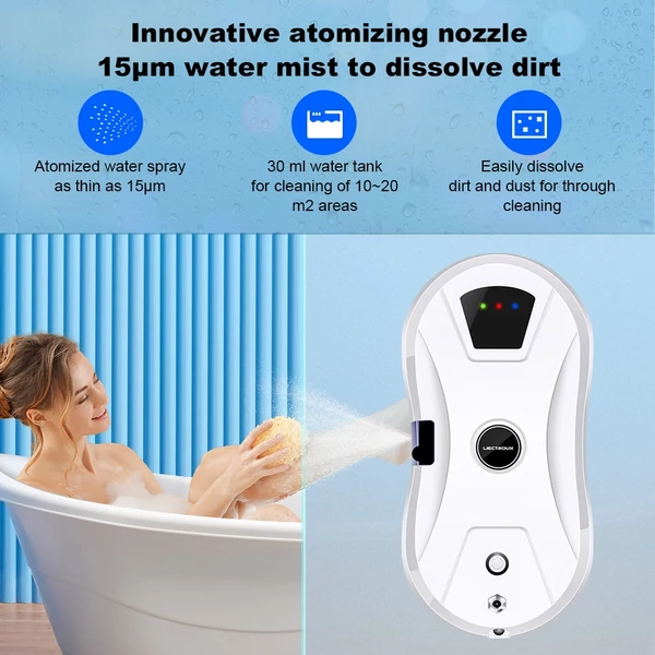 Liectroux YW610 robot ablaktisztító, 2800Pa szívóerő, vízpermet, 30ml tartály, szegélyérzékelő, távirányító, áramszünet védelem
