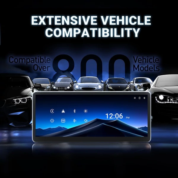 MINIX CP89-HD hordozható vezeték nélküli CarPlay/Android Auto kijelző, 8.9" IPS érintőképernyő, Dupla Bluetooth, AUX, FM Transmitter