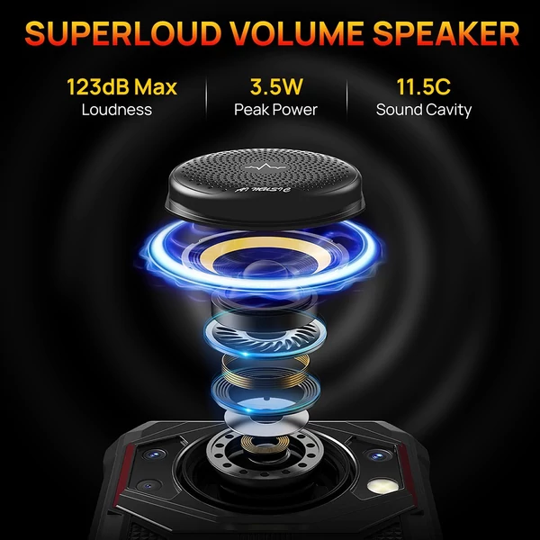 FOSSiBOT F101 strapabíró okostelefon, 4GB+64GB, AI tripla kamera, 123dB hangszóró, 10600mAh nagy akku, ujjlenyomat/arc feloldás, 5,45" HD+ Android 12