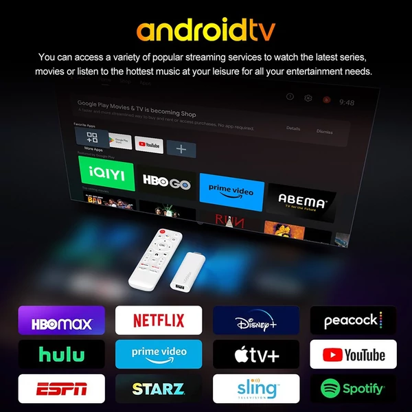 H96 Max H313 Android 14 TV Stick, 2GB/16GB, Quad-Core, 4K UHD, WiFi 6, Chromecast, HDMI, USB – Okos TV médialejátszó