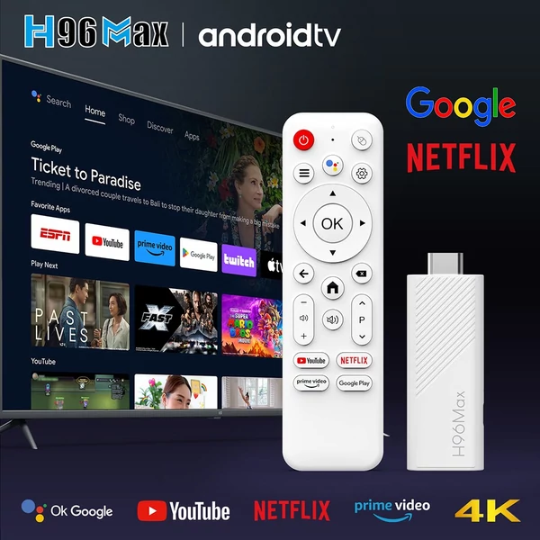 H96 Max H313 Android 14 TV Stick, 2GB/16GB, Quad-Core, 4K UHD, WiFi 6, Chromecast, HDMI, USB – Okos TV médialejátszó