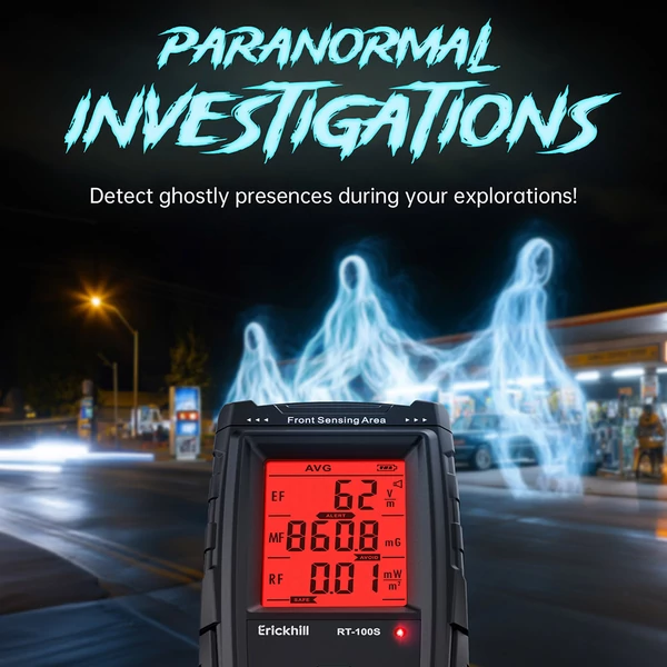 ERICKHILL RT-100S 3 az 1-ben újratölthető EMF mérő – EMF/EF/RF detektor szellemkutatáshoz, otthoni ellenőrzéshez, adatnaplózáshoz