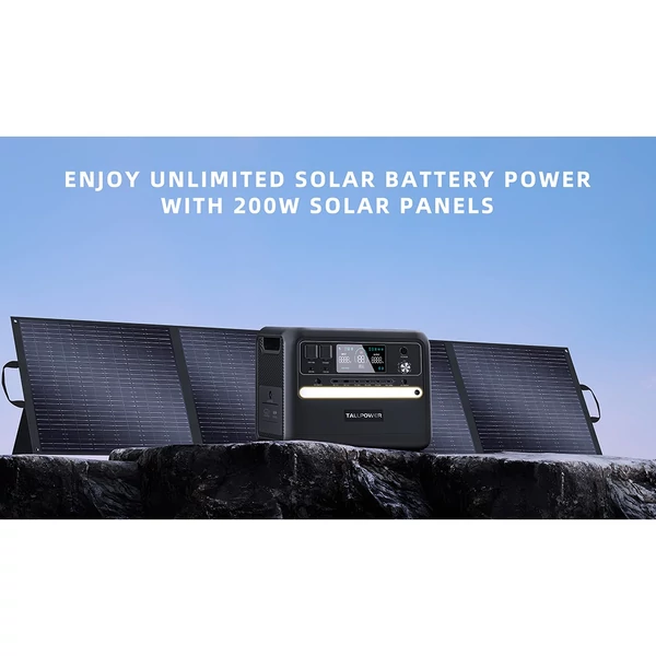 TALLPOWER TP200 200W hordozható, összecsukható napelem panel, napenergia töltő 24% hatékonysággal