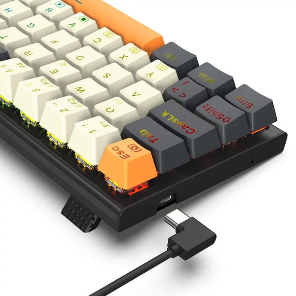 Redragon Ryze K633CGO-RGB német QWERTZ gamer mechanikus billentyűzet, 68 gomb, piros switch, RGB háttérvilágítás, USB-C, hot-swap, PBT kupakok