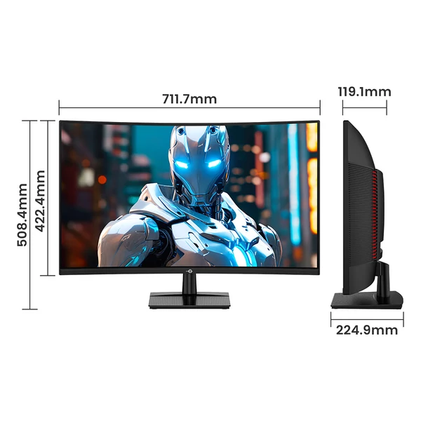 TITAN ARMY C32C1S 31,5" ívelt gamer monitor, 2K QHD, 260Hz, 1ms, HDR10, Adaptive Sync, alacsony kékfény
