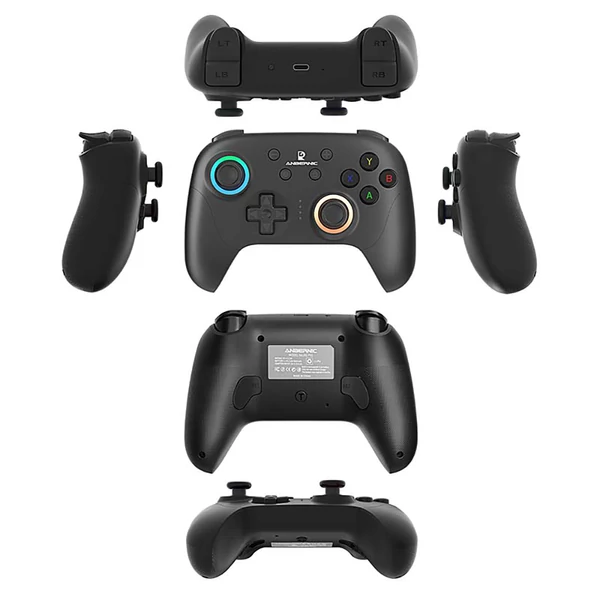 ANBERNIC RG P01 játékvezérlő – Hall szenzorok, giroszkóp, Bluetooth/vezeték nélküli/vezetékes, PC, Switch, Android, iOS, Steam kompatibilis - Fekete