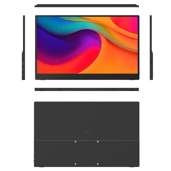 AOSIMAN S156FPC hordozható monitor, 15.6" Full HD kijelző, dupla hangszóró, kompatibilis PS, Xbox, Switch, laptop, telefon