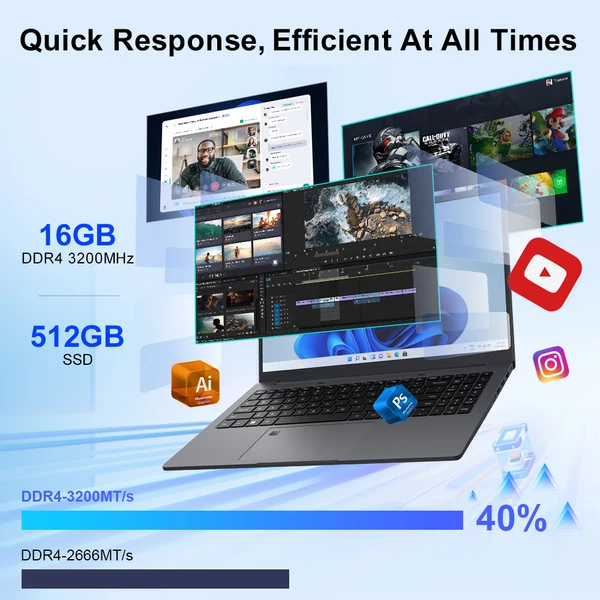 Ninkear A15 Air laptop, 15.6" FHD, AMD Ryzen 5 3500U, 16GB RAM, 512GB SSD, WiFi5, Type-C, HDMI, ujjlenyomat-olvasó
