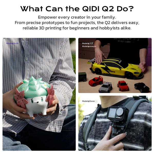 QIDI TECH Q2 3D nyomtató – nagy pontosság, 370°C fúvóka, AI kamera, 270×270×256 mm térfogat, PLA/ABS/PETG/TPU és haladó anyagokhoz