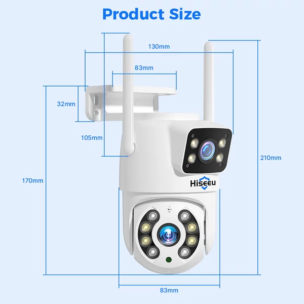 Hiseeu 4K 6MP kültéri WiFi kamera, dupla lencse, színes éjjellátó, AI emberfelismerés, IP66, kétirányú hang, auto követés