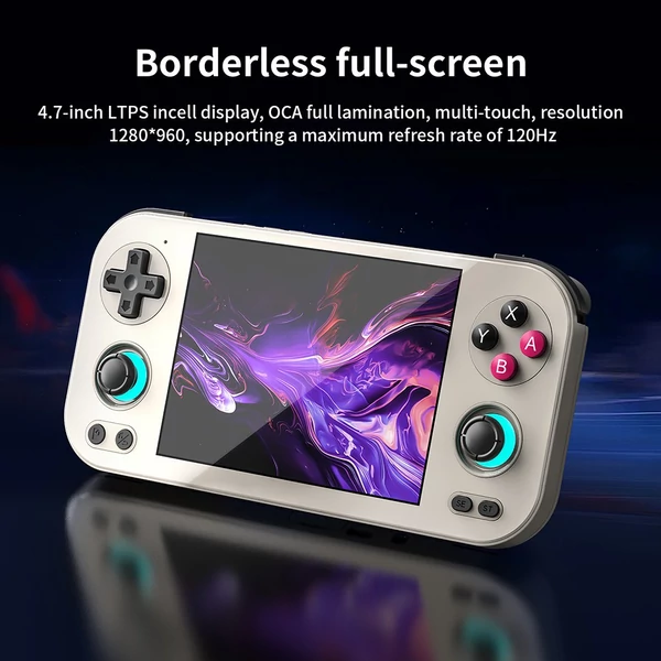 ANBERNIC RG476H kézi játékkonzol, 4.7" 120Hz kijelző, 256GB kártya 8200 játékkal, PS2/Wii/3DS/PSP/PS1/N64 támogatással - Retró Szürke