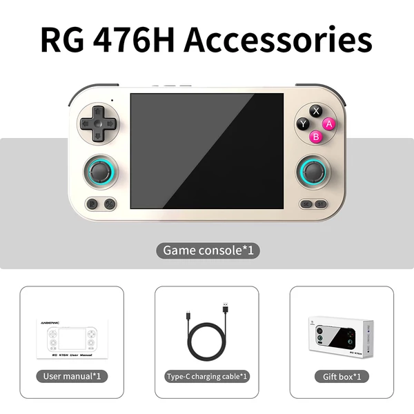 ANBERNIC RG476H kézi játékkonzol, 4.7" 120Hz kijelző, 256GB kártya 8200 játékkal, PS2/Wii/3DS/PSP/PS1/N64 támogatással - Retró Szürke